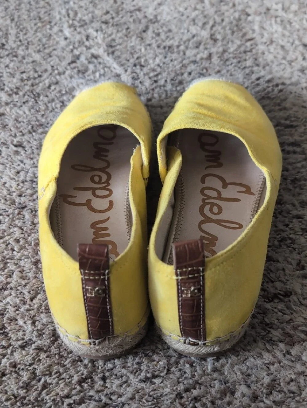 Sam Edelman Yellow Suede Espadrille Flats Slip On Size 9